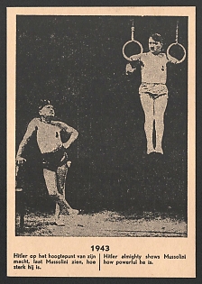 1943 Allied Anti-Germany Propaganda, 'Hitler Almighty Shows Mussolini How Powerful He is', WWII Caricature