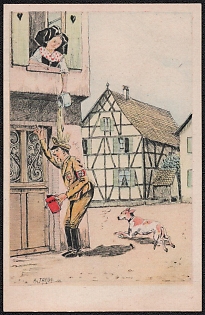 1939-1945 France, Anti-Germany Propaganda, 'Generous Alsace. The Generous Alsace', WWII Caricature