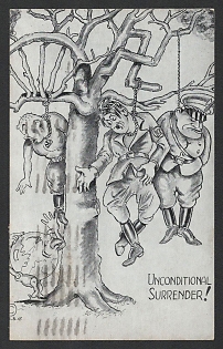 1945 United States, Anti-Germany Propaganda, 'Unconditional Surrender!', WWII Caricature