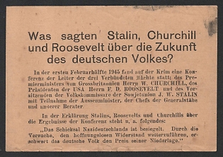 1939-1945 Germany, Anti-Soviet Propaganda, 'What Did Stalin Tell Churchill and Roosevelt About the Future of the German People'