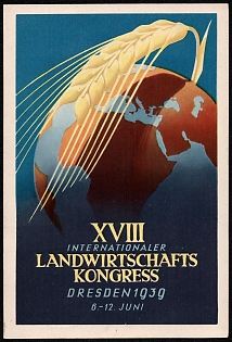 1939 'XVIII International Agricultural Congress Dresden 1939 6-12 June', Nazi Propaganda Postcard