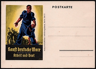 1933-1945 'Buy German Goods and Create Work and Bread', Nazi Propaganda Postcard