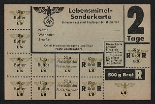 Basic Food Ration Coupon Book, Third Reich, Nazi Germany