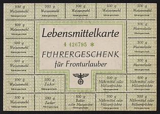 1943 Basic Food Ration Coupon Book, The Fuhrer's gift to those on leave from the front, Third Reich, Nazi Germany