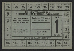 Food card for members of the German Armed Forces, Wehrmacht, Third Reich, Nazi Germany