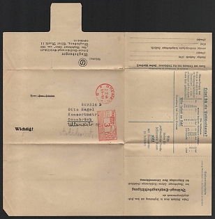 1944 Invoice for Military Service, Magdeburg Life Insurance Company, Third Reich, Nazi Germany