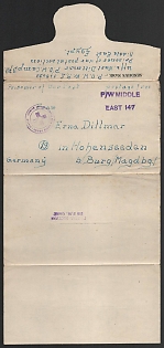 1945 (19 Mar) Military field letter from a German prisoner of war from Egypt to Germany, Red Cross Censorship, Third Reich, Nazi Germany