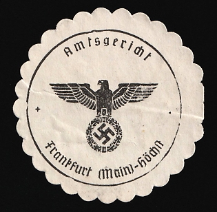 1933-1945 Frankfurt (Main) District Court Third Reich Nazi Germany Mail Seal
