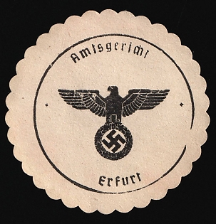 1933-1945 Erfurt District Court Third Reich Nazi Germany Mail Seal