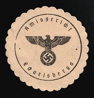 1933-1945 Ecfarlsberga District Court Third Reich Nazi Germany Mail Seal