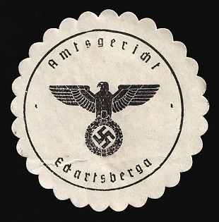 1933-1945 Ecfarlsberga District Court Third Reich Nazi Germany Mail Seal