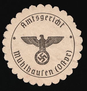 1933-1945 Muhlhausen District Court Third Reich Nazi Germany Mail Seal