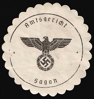 1933-1945 Sagan District Court Third Reich Nazi Germany Mail Seal