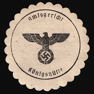 1933-1945 Kenigshutte District Court Third Reich Nazi Germany Mail Seal