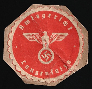 1933-1945 Langenfalza District Court Third Reich Nazi Germany Mail Seal