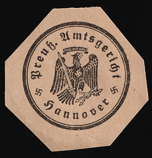 1933-1945 Hanover District Court Third Reich Nazi Germany Mail Seal
