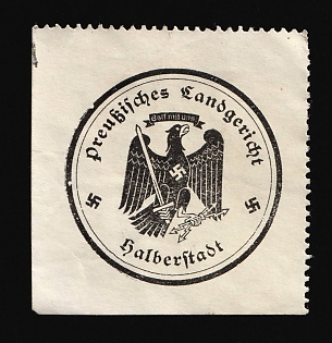 1933-1945 Halberstadt Prussian Regional Court Third Reich Nazi Germany Mail Seal