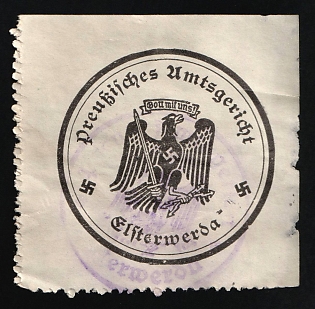 1933-1945 Elsterwerda Prussian District Court Third Reich Nazi Germany Mail Seal