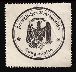 1933-1945 Langensalza Prussian District Court Third Reich Nazi Germany Mail Seal