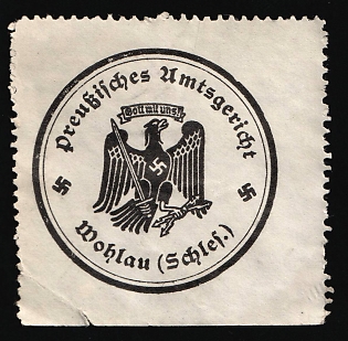 1933-1945 Wohlau (Schlef.) Prussian District Court Third Reich Nazi Germany Mail Seal