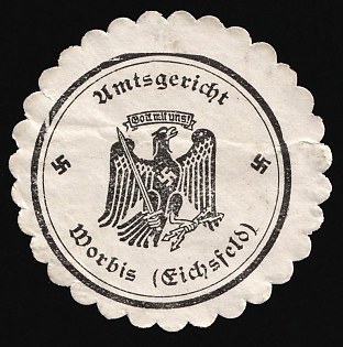 1933-1945 Worbis (Eichsfeld) District Court Third Reich Nazi Germany Mail Seal