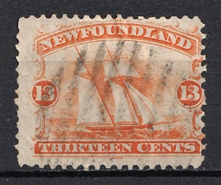 1865 13c Newfoundland, Canada, British Colonies (SHIFTED Perforation)