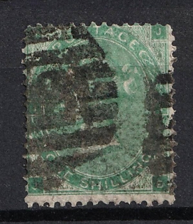 1862-1864 1S Great Britain (SHIFTED Perforation, Green)