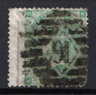 1862-1864 1S Great Britain (Rebound Perforation, Green)