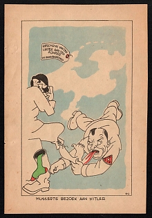 1933-45 Caricature Titled 'Mussert's Visit to Hitler', Third Reich, Germany, Leaflet