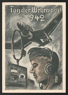 1942 'Wehrmacht Day 1942' Airplane Nazi Propaganda Postcard