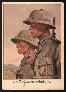 1933-1945 'Customs Border Patrol' Army Military Nazi Propaganda Postcard