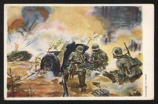 1943 'Tank Destroyer in Combat' Army Military Nazi Propaganda Postcard