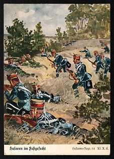 1933-1945 'Hussars in Foot Combat' Army Military Nazi Propaganda Postcard