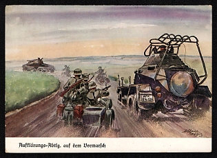 1933-1945 'Reconnaissance Detachment on the Advance' Army Military Nazi Propaganda Postcard