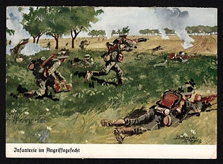 1933-1945 'Infantry in Offensive Combat' Army Military Nazi Propaganda Postcard