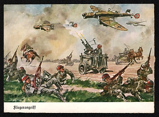 1933-1945 'Air Raid' Army Military Nazi Propaganda Postcard