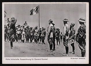 1933-1945 'High Italian Decoration for General Rommel' Nazi Propaganda Postcard