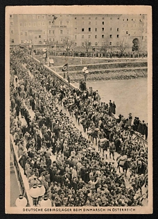 1933-1945 'German Mountain Troops Invading Austria' Nazi Propaganda Postcard