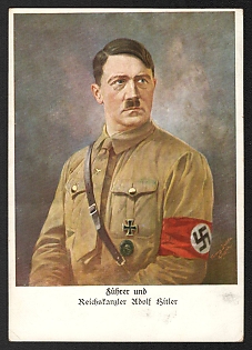 1938 'Fuhrer and Reich Chancellor Adolf Hitler' Adolf Hitler Nazi Propaganda Postcard