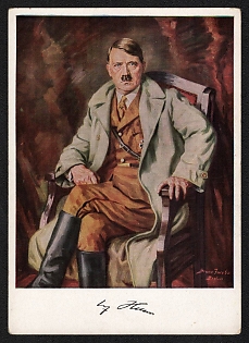1933-1945 'After an Original Painting by Bruno Jacobs' Adolf Hitler Nazi Propaganda Postcard