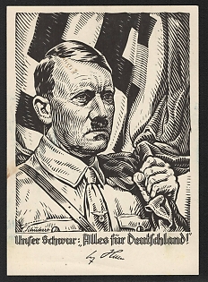 1940 'Our Black Everything for Germany!' Adolf Hitler Nazi Propaganda Postcard