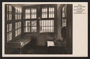 1933-1945 'Adolf Hitler's Cell in the Landsberg Fortress Prison L.' Adolf Hitler Nazi Propaganda Postcard