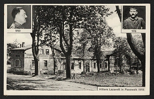 1933-1945 'In this Hospital, Adolf Hitler Experienced the Humiliation and Disgrace of November 9, 1918, and Resolved to Liberate Germany from the Red Rulers' Adolf Hitler Nazi Propaganda Postcard