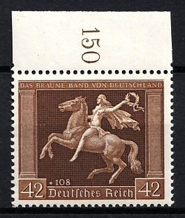 1938 42pf Third Reich, Germany (Full Set, Margin, Plate Number)