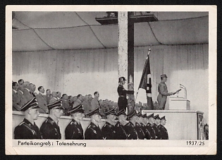 1937 'Party Congress Honoring the Dead' Nuremberg Rallies Reich Party Day (Reichsparteitag) Nazi Propaganda Postcard
