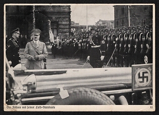 1936 'The Fuhrer with His Personal Standard' Nuremberg Rallies Reich Party Day (Reichsparteitag) Nazi Propaganda Postcard