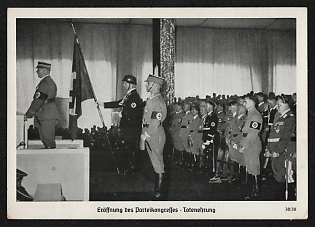 1938 'Opening of the Party Congress - Honoring the Dead' Nuremberg Rallies Reich Party Day (Reichsparteitag) Nazi Propaganda Postcard