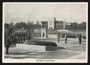 1935 'Sa Roll Call Honoring the Dead' Nuremberg Rallies Reich Party Day (Reichsparteitag) Nazi Propaganda Postcard