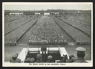 1933-1945 'The Fuhrer Addresses the Political Leaders' Nuremberg Rallies Reich Party Day (Reichsparteitag) Nazi Propaganda Postcard