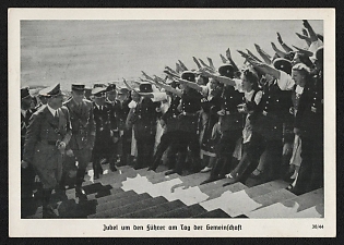 1938 'Jubilation for the Fuhrer on Community Day' Nuremberg Rallies Reich Party Day (Reichsparteitag) Nazi Propaganda Postcard